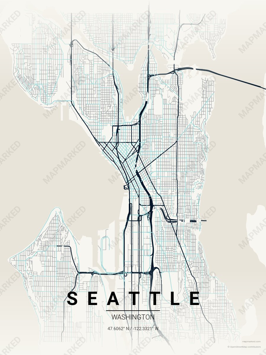 Cream & Blue Icon style sample on Seattle