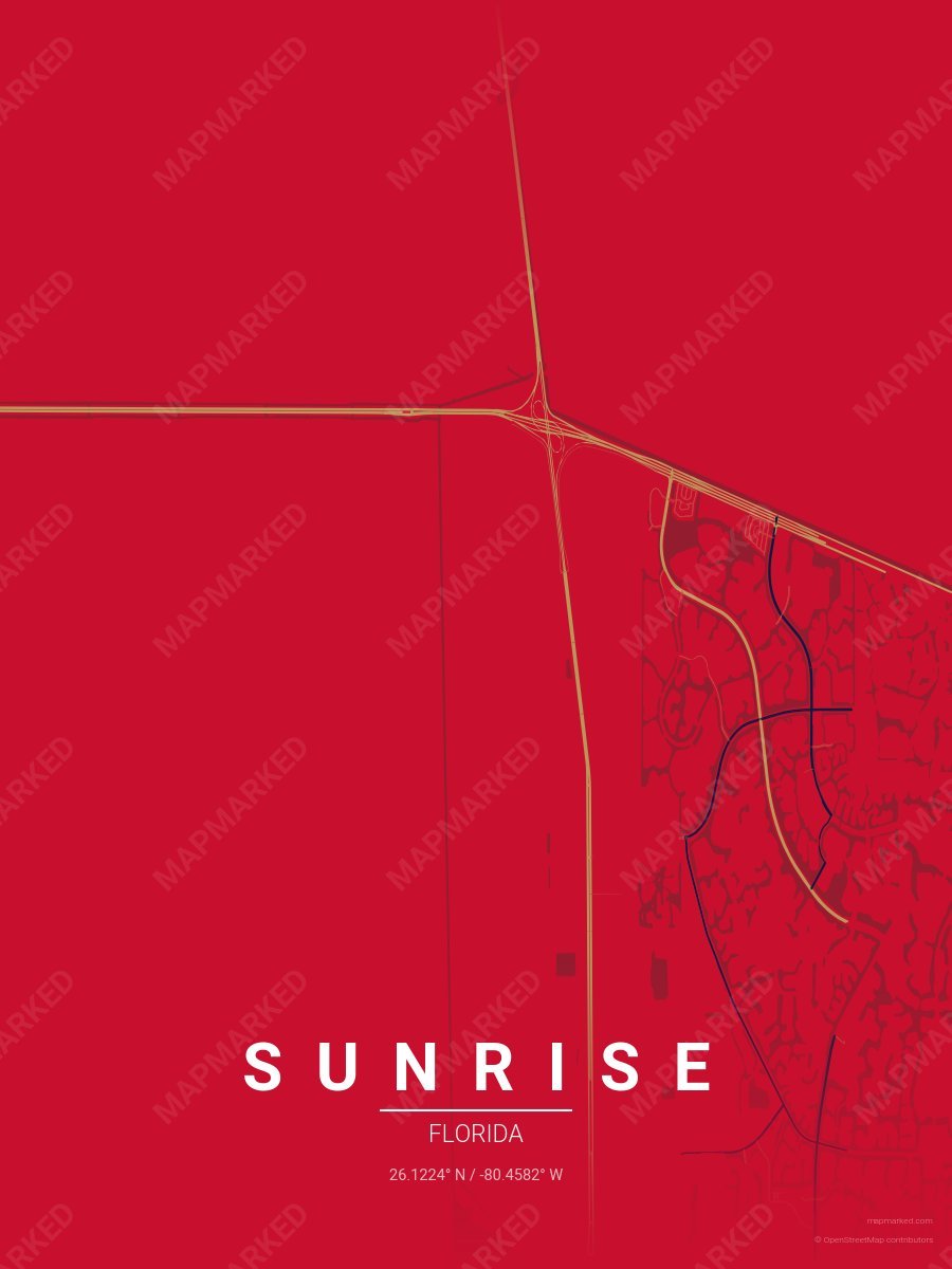 Red, Tan & Navy Nova style sample on Sunrise