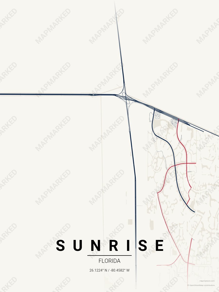 Cream, Navy & Red Cadence style sample on Sunrise