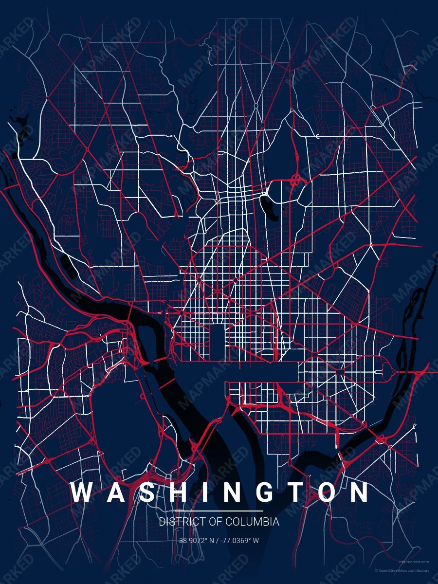 Navy, Red & White Motif style sample on Washington District Of Columbia