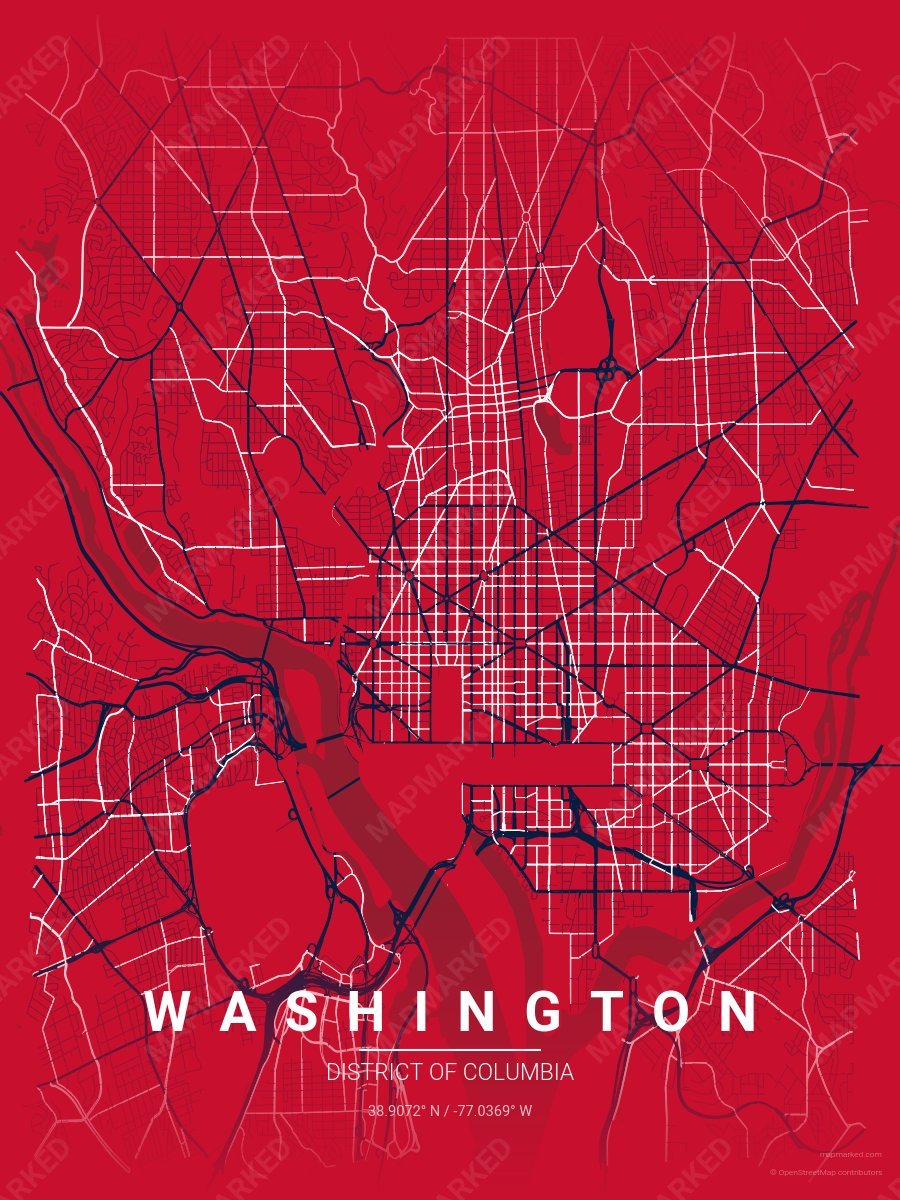 Red, Navy & White Range style sample on Washington District Of Columbia