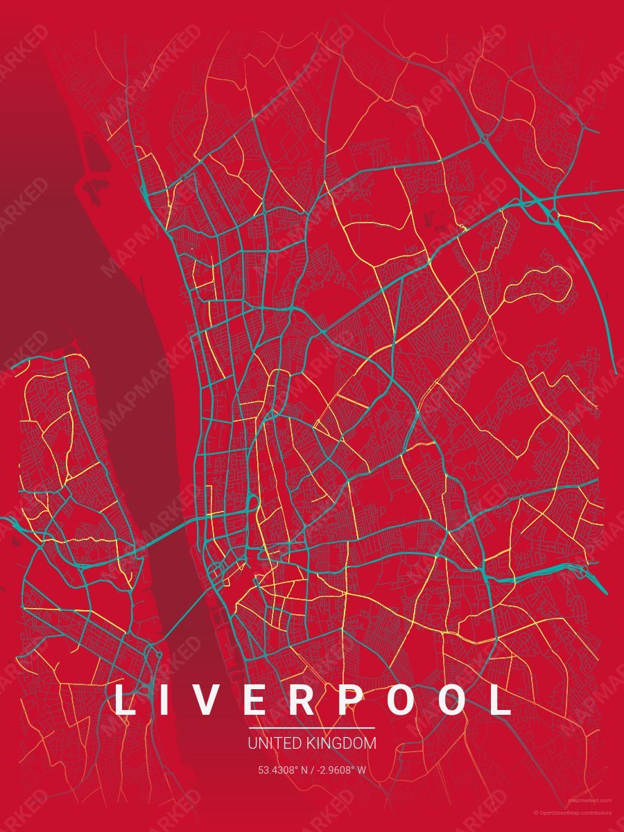 Red, Green & Gold Icon style sample on Liverpool Gb