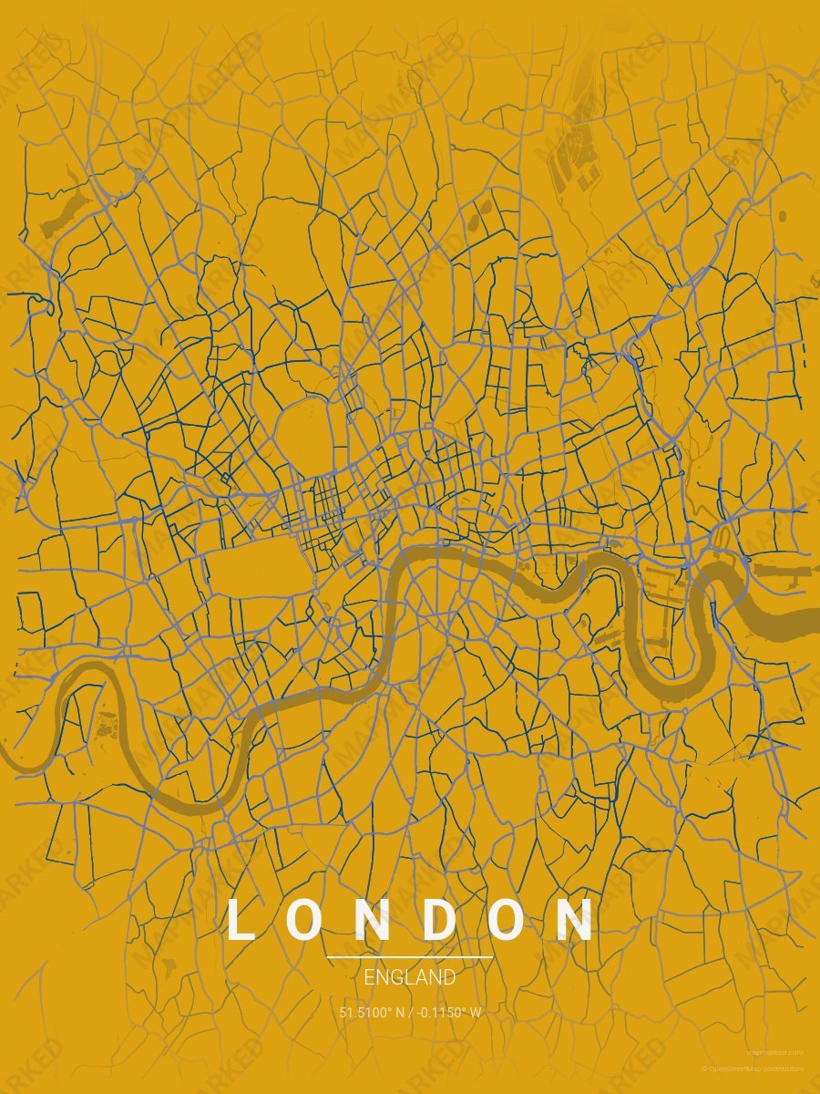 Gold, Light Blue & Blue Prime style sample on London Gb
