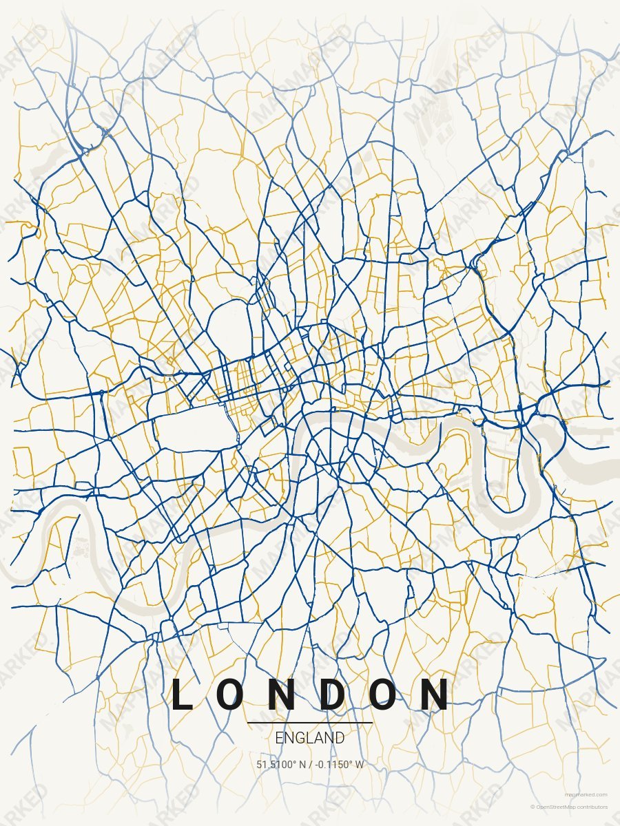 Cream, Blue & Gold Craft style sample on London Gb