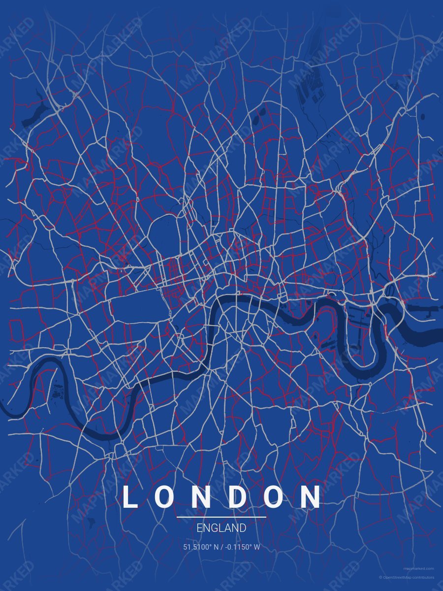 Blue, Gray & Red Craft style sample on London Gb