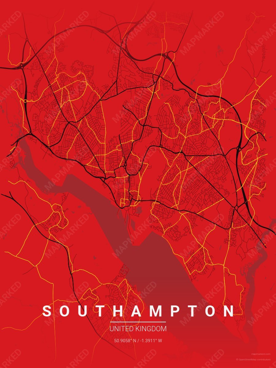 Red, Black & Yellow Aura style sample on Southampton Gb