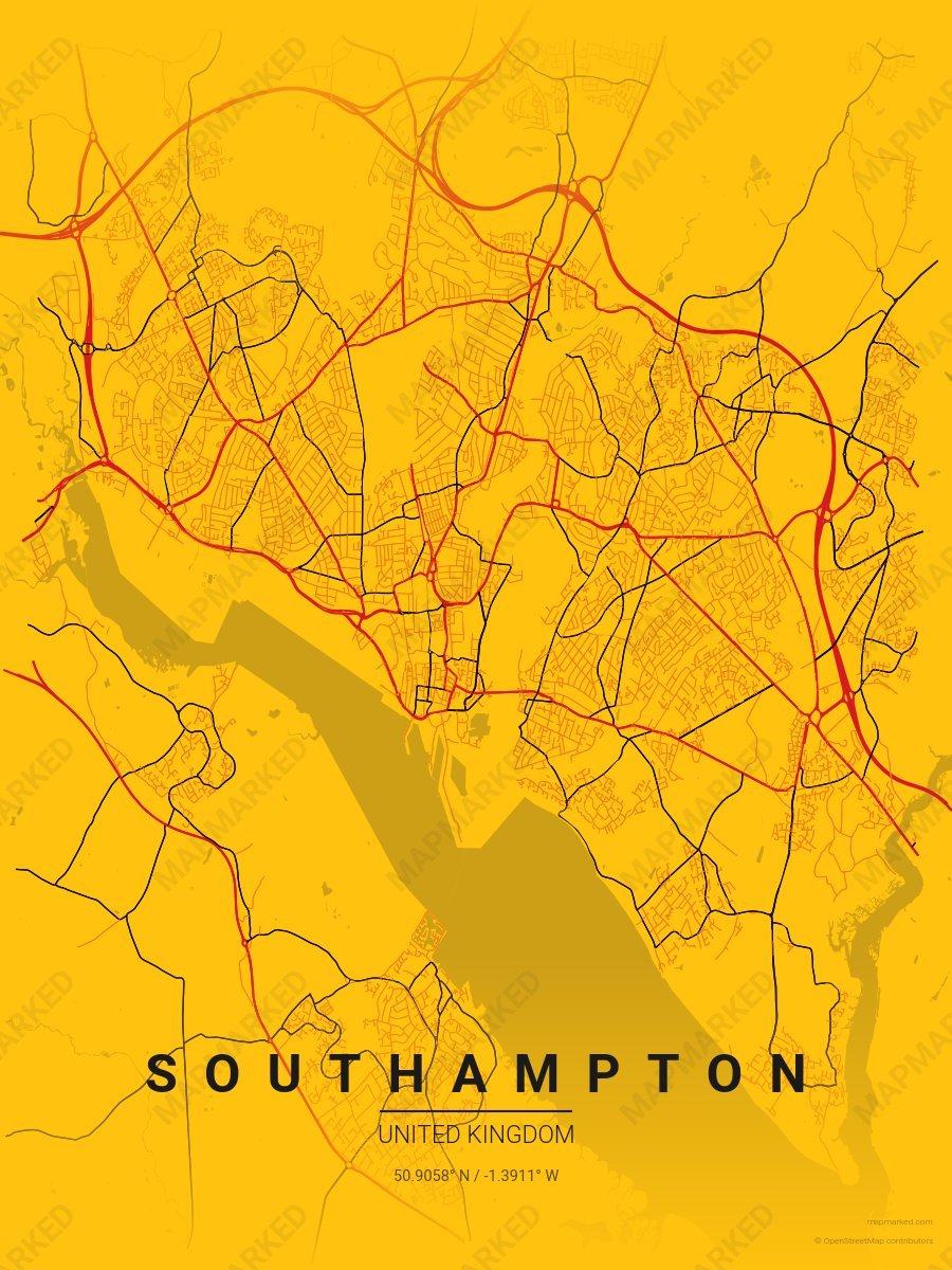 Yellow, Red & Black Icon style sample on Southampton Gb