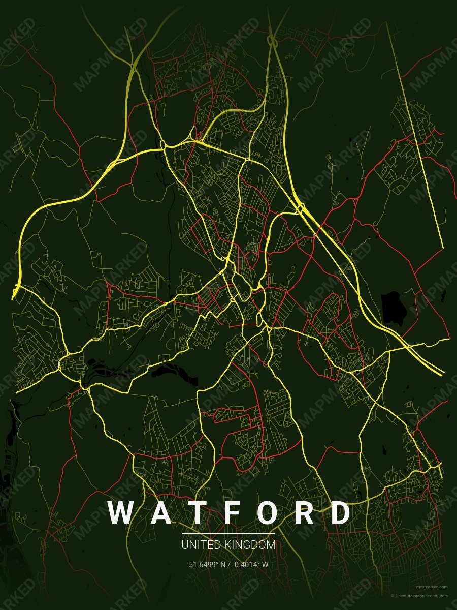 Black, Yellow & Red Loft style sample on Watford Gb