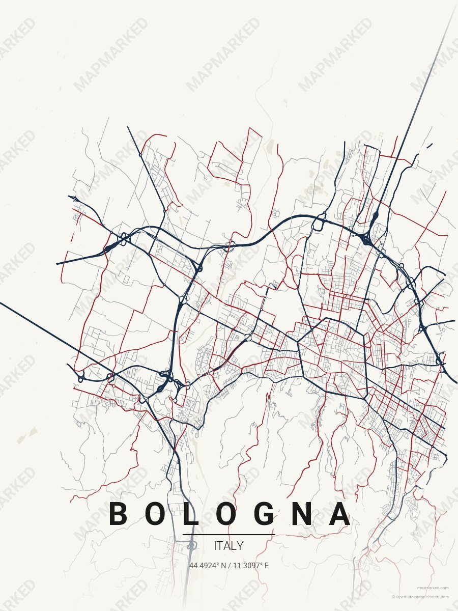 Cream, Blue & Red Craft style sample on Bologna It