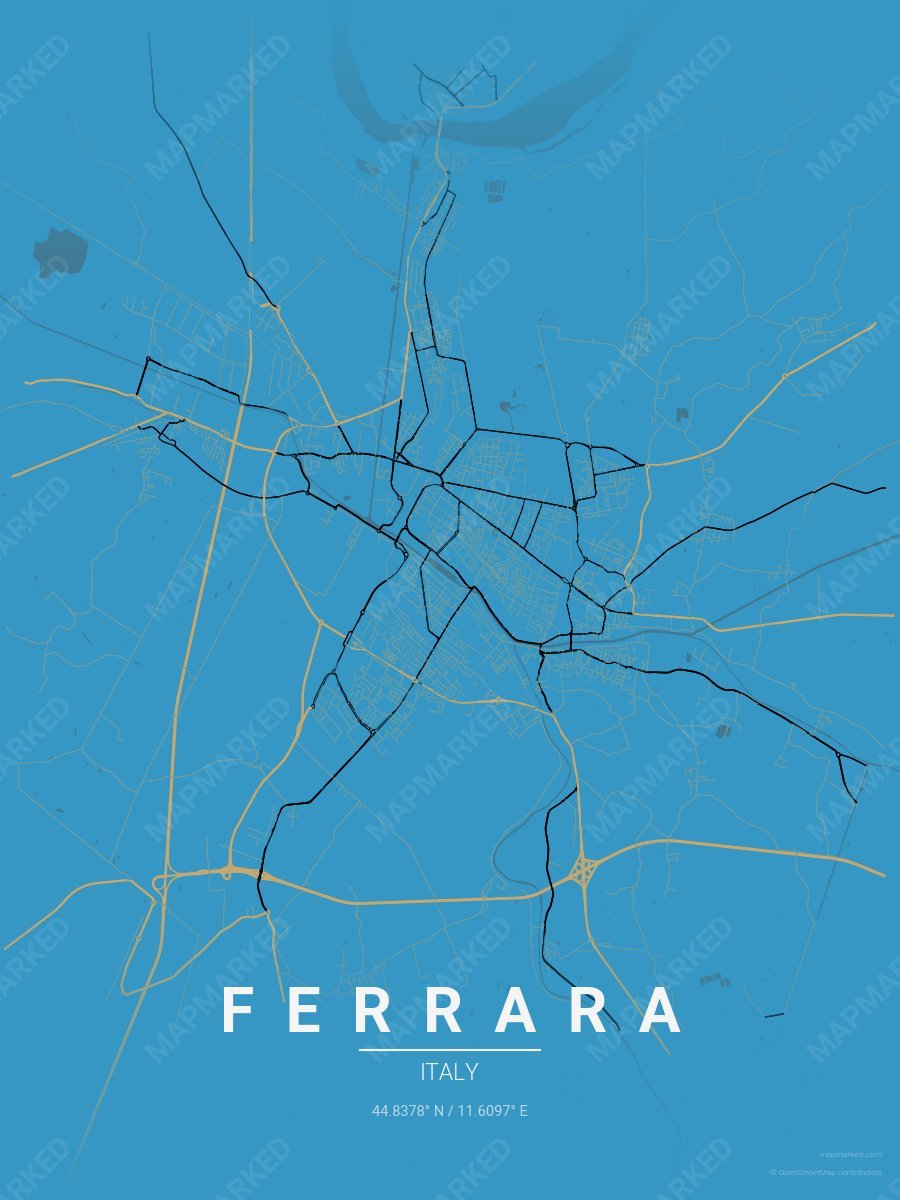 Blue, Gold & Black Range style sample on Ferrara It