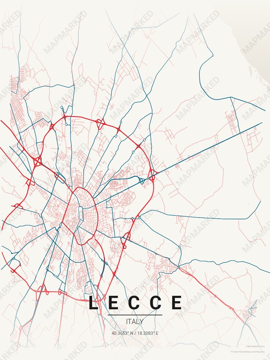 Cream, Red & Blue Bold style sample on Lecce It