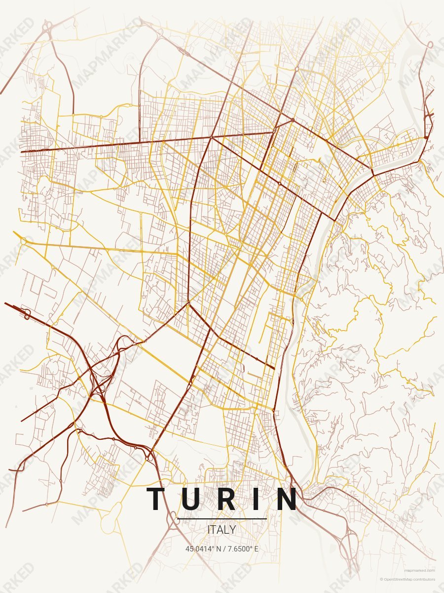 Cream, Red & Yellow Nova style sample on Turin It