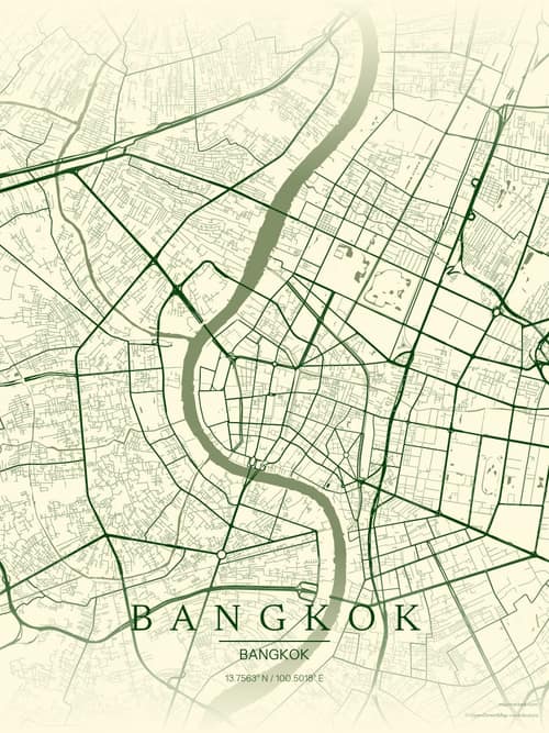 Bangkok map art print in Harvest Barn — minimalist city map poster
