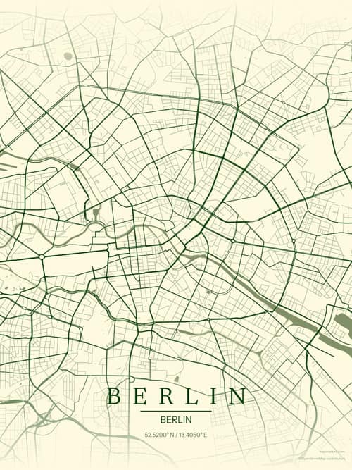 Berlin map art print in Harvest Barn — minimalist city map poster