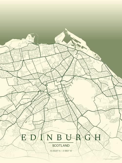 Edinburgh map art print in Harvest Barn — minimalist city map poster
