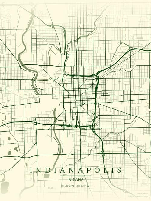 Indianapolis map art print in Harvest Barn — minimalist city map poster