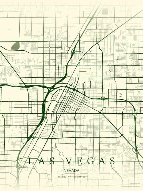 Las Vegas map art print in Harvest Barn — minimalist city map poster