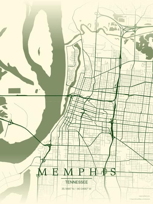 Memphis map art print in Harvest Barn — minimalist city map poster