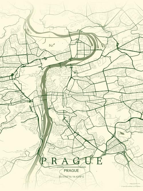Prague map art print in Harvest Barn — minimalist city map poster
