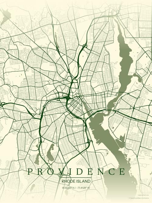 Providence map art print in Harvest Barn — minimalist city map poster