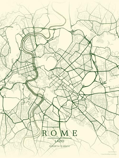 Rome map art print in Harvest Barn — minimalist city map poster