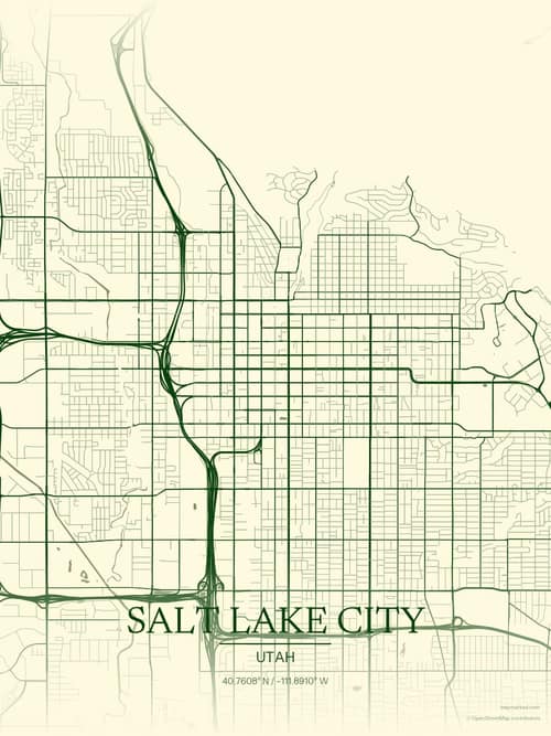 Salt Lake City map art print in Harvest Barn — minimalist city map poster