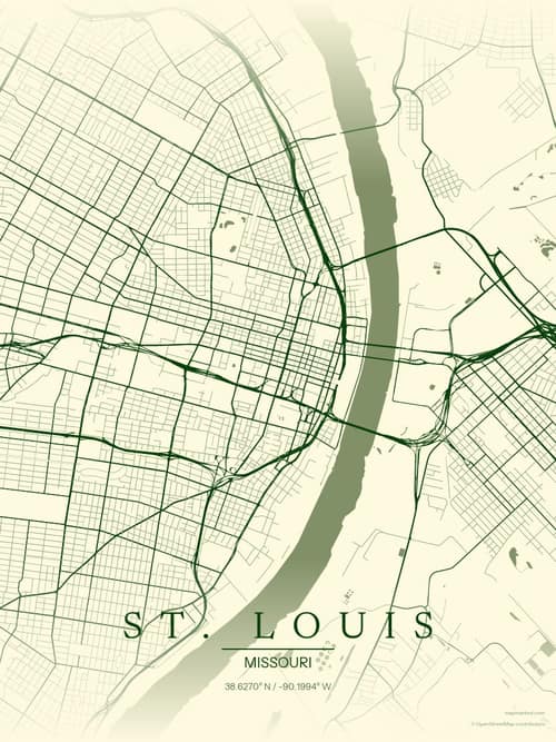St. Louis map art print in Harvest Barn — minimalist city map poster