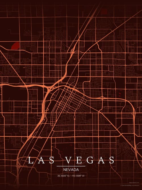 Las Vegas map art print in Terracotta Dusk — minimalist city map poster