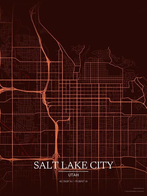 Salt Lake City map art print in Terracotta Dusk — minimalist city map poster