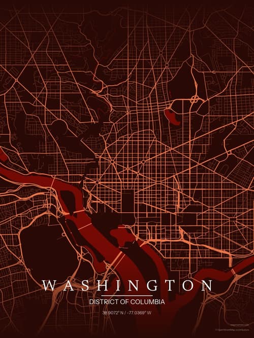 Washington map art print in Terracotta Dusk — minimalist city map poster